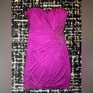 Elegant Strapless Magenta Dress